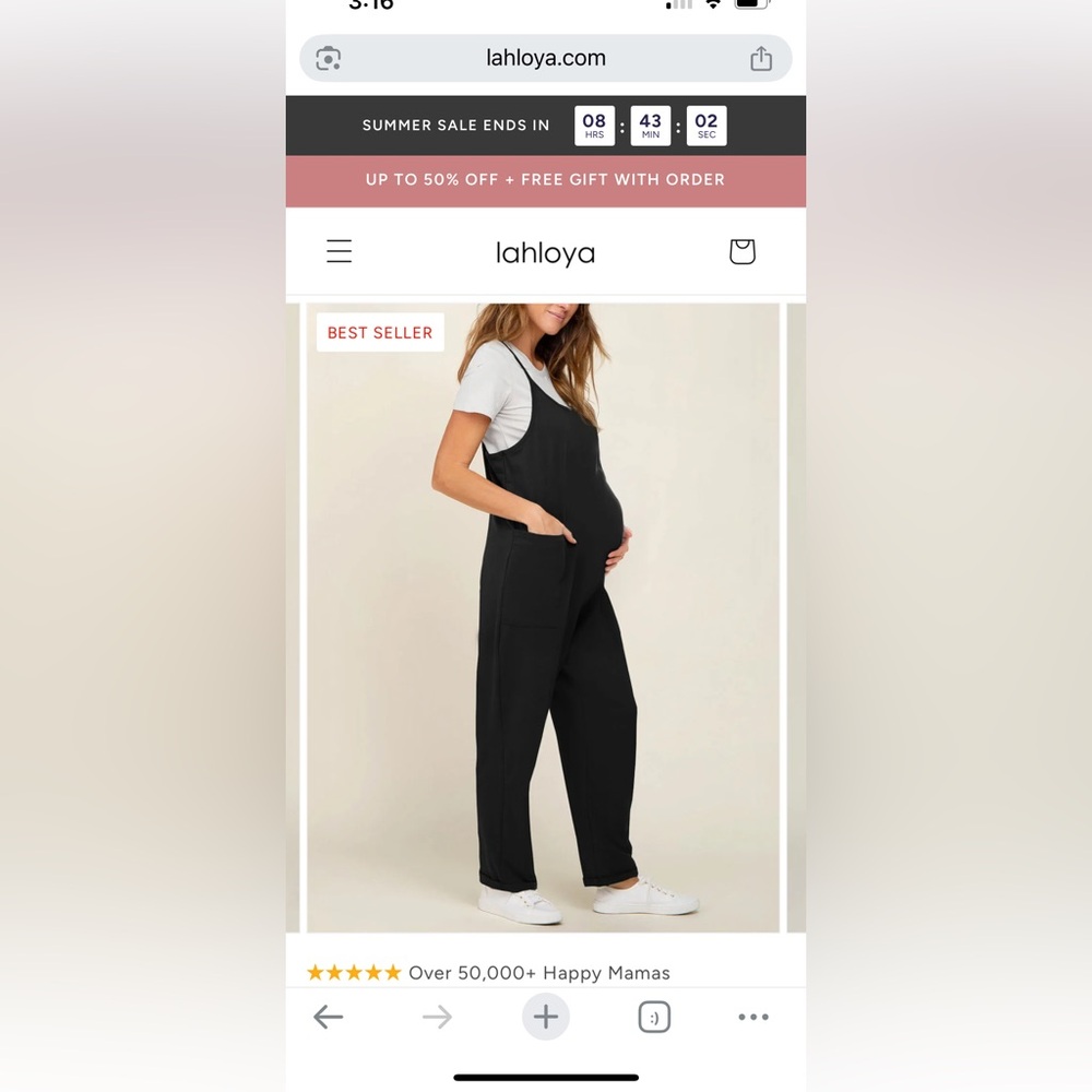 Black and Tan Maternity Jumpsuits